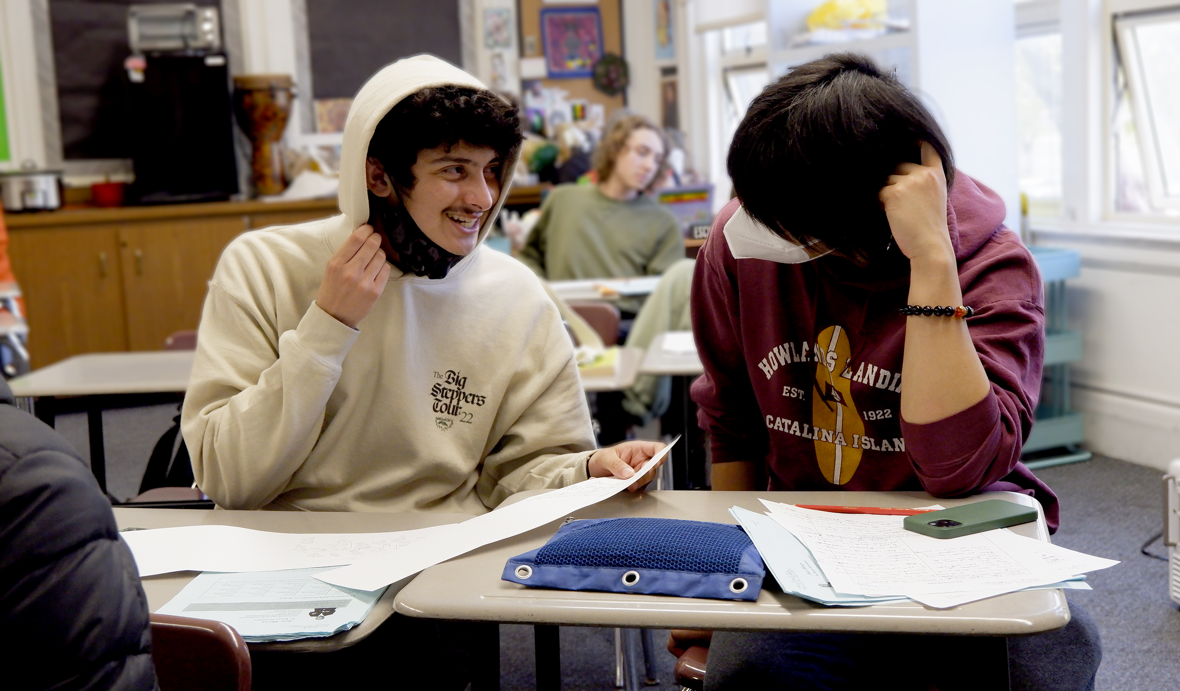 Students chatting and smiling