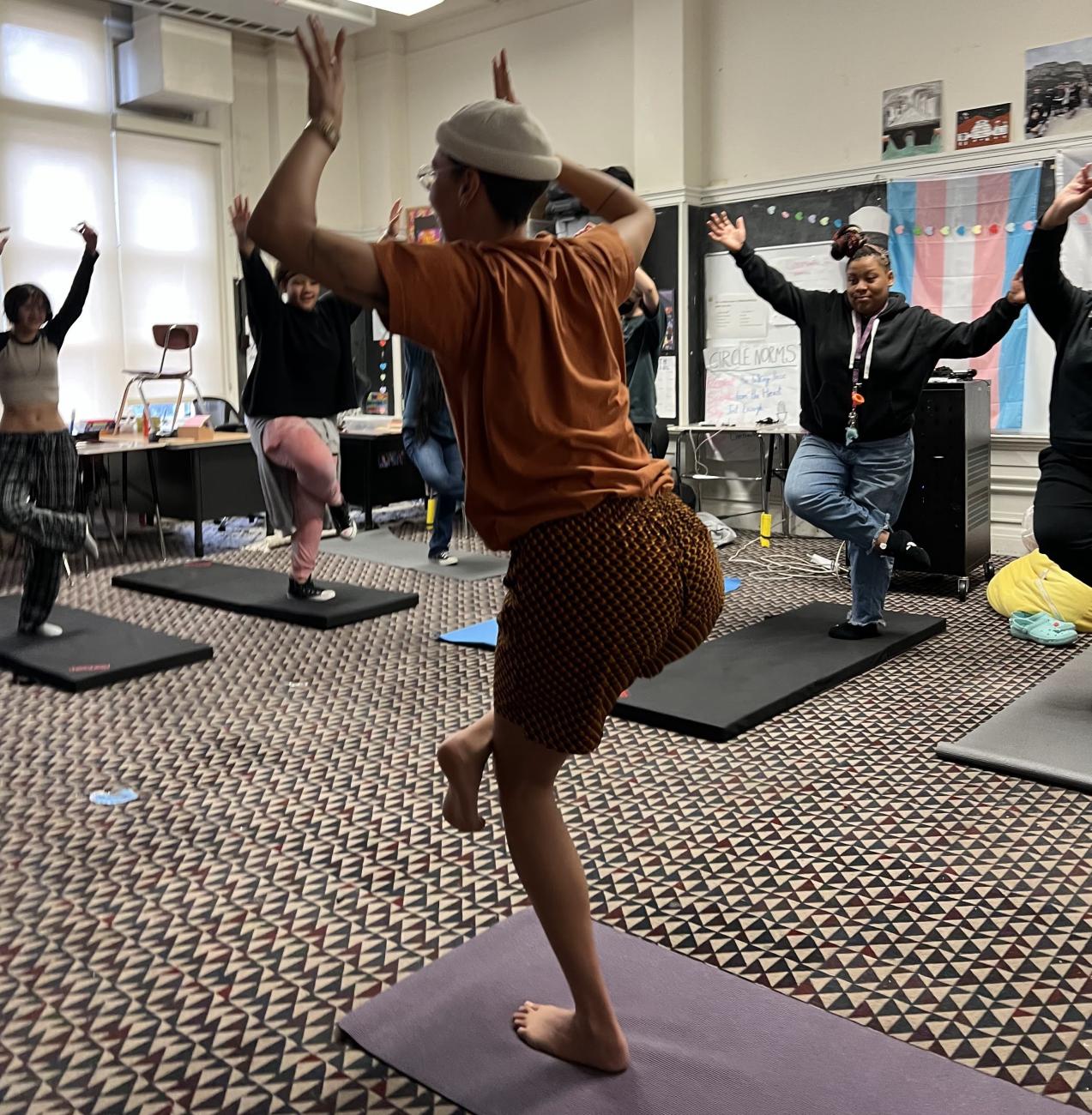 yoga in class