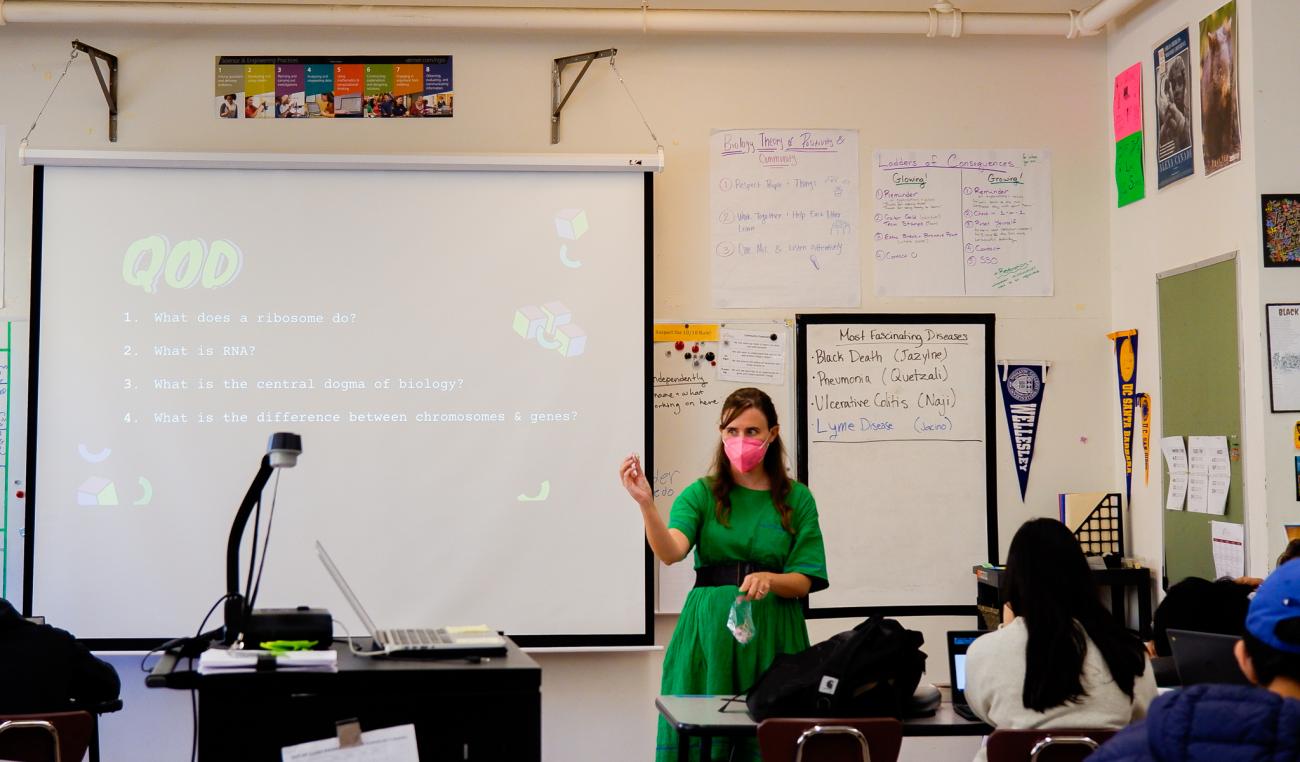 a teacher leading class