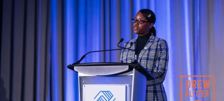 Masiyah speaking at the Youth of the Year Awards